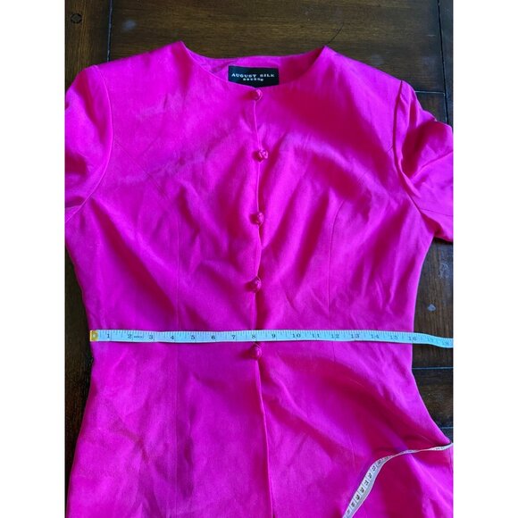 Vintage August Silk Sheath Dress Suit Set Fuchsia  Pink Professional Office 8 - Picture 13 of 14
